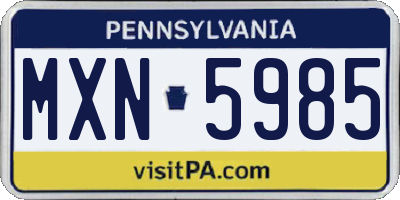 PA license plate MXN5985