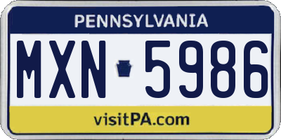 PA license plate MXN5986