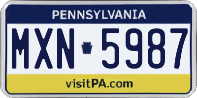 PA license plate MXN5987