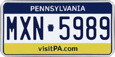 PA license plate MXN5989