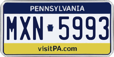 PA license plate MXN5993