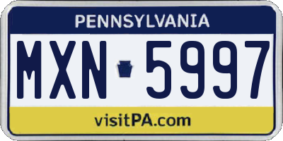 PA license plate MXN5997