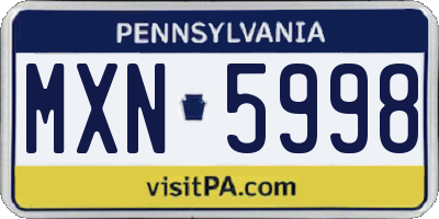 PA license plate MXN5998