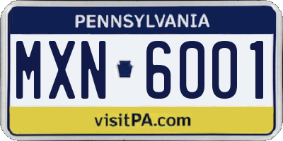 PA license plate MXN6001