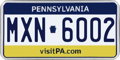 PA license plate MXN6002