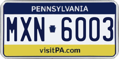 PA license plate MXN6003
