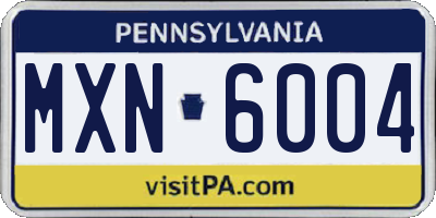 PA license plate MXN6004