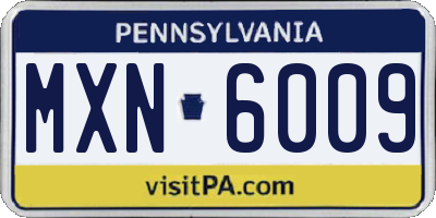 PA license plate MXN6009