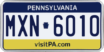 PA license plate MXN6010