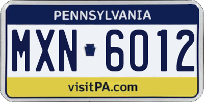 PA license plate MXN6012