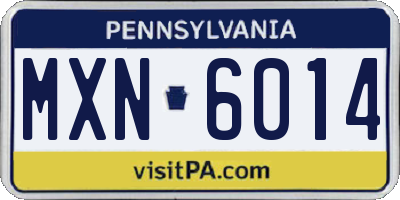 PA license plate MXN6014