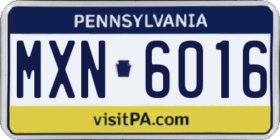 PA license plate MXN6016