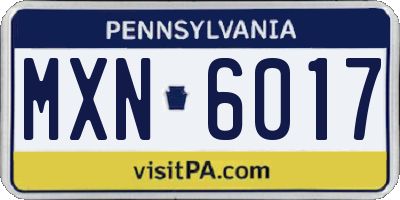 PA license plate MXN6017