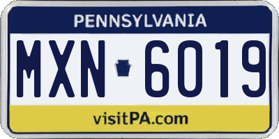 PA license plate MXN6019