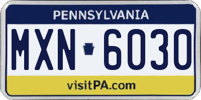 PA license plate MXN6030
