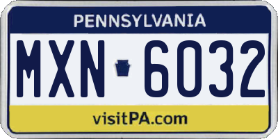 PA license plate MXN6032