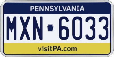 PA license plate MXN6033