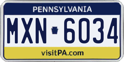 PA license plate MXN6034