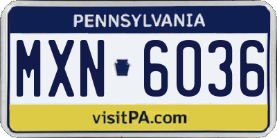 PA license plate MXN6036