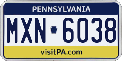 PA license plate MXN6038