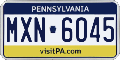 PA license plate MXN6045