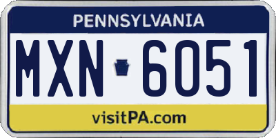 PA license plate MXN6051