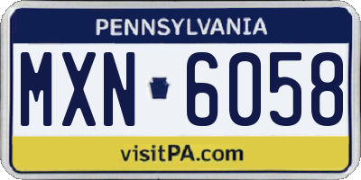 PA license plate MXN6058