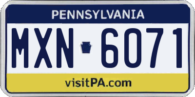 PA license plate MXN6071
