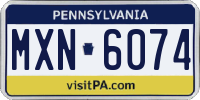 PA license plate MXN6074