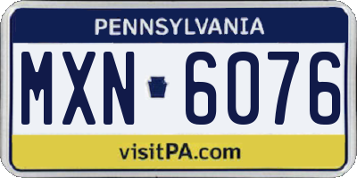PA license plate MXN6076
