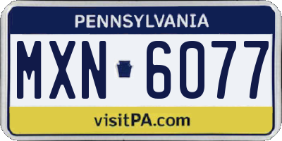 PA license plate MXN6077
