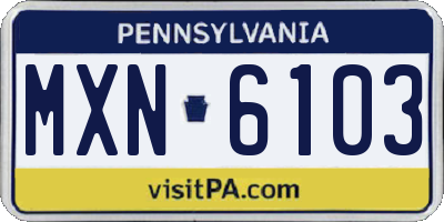 PA license plate MXN6103