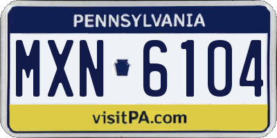 PA license plate MXN6104
