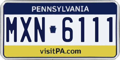 PA license plate MXN6111