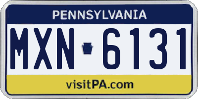 PA license plate MXN6131