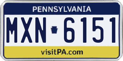 PA license plate MXN6151