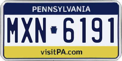 PA license plate MXN6191