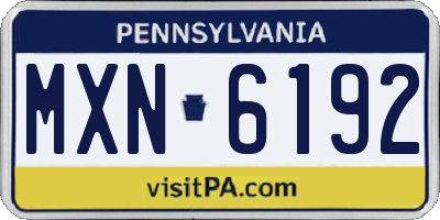 PA license plate MXN6192