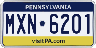 PA license plate MXN6201