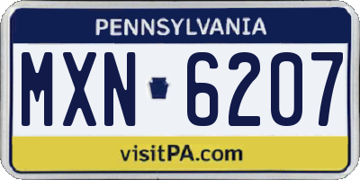 PA license plate MXN6207