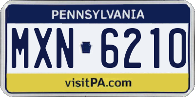 PA license plate MXN6210
