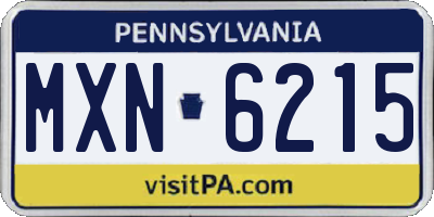 PA license plate MXN6215