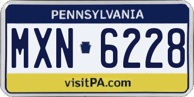 PA license plate MXN6228
