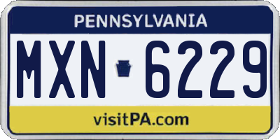 PA license plate MXN6229