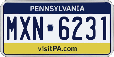 PA license plate MXN6231