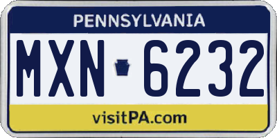 PA license plate MXN6232