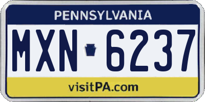 PA license plate MXN6237