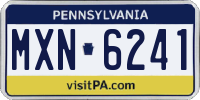 PA license plate MXN6241