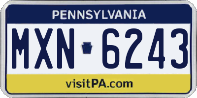 PA license plate MXN6243