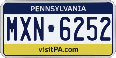 PA license plate MXN6252